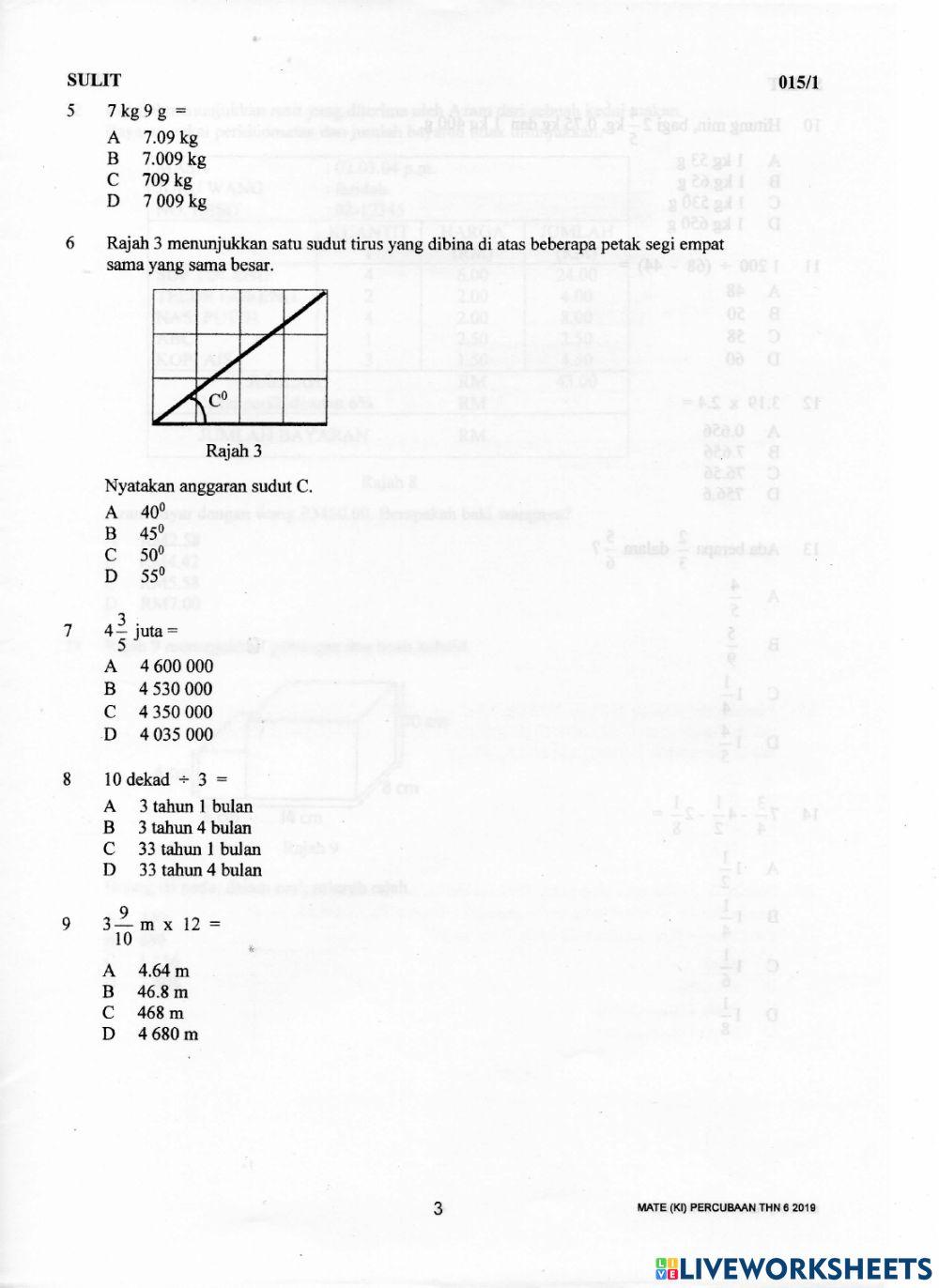 Latih tubi matematik k1