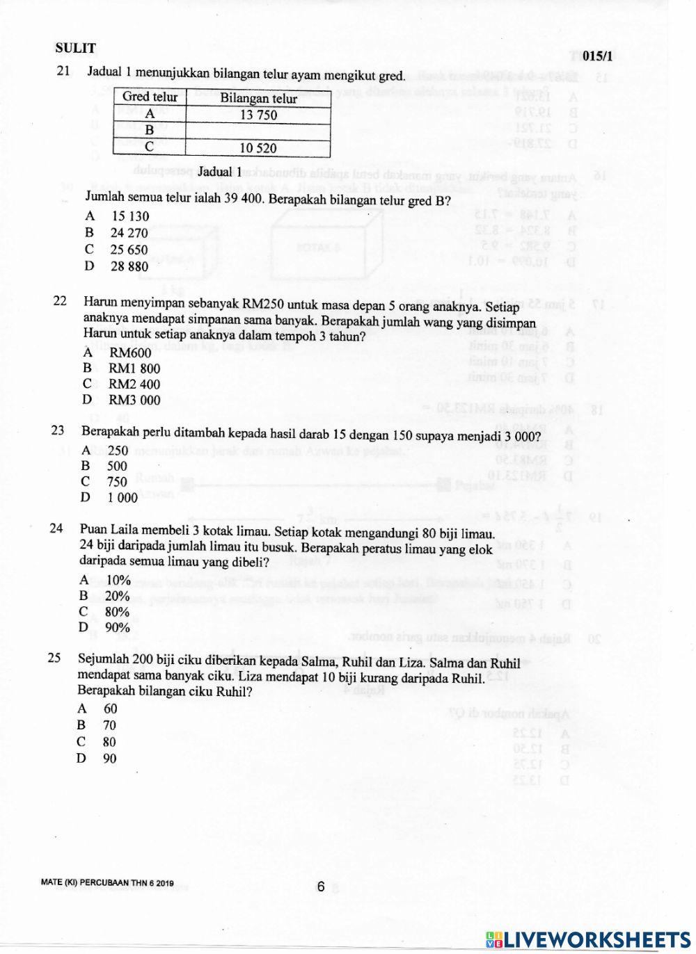 Latih tubi matematik k1