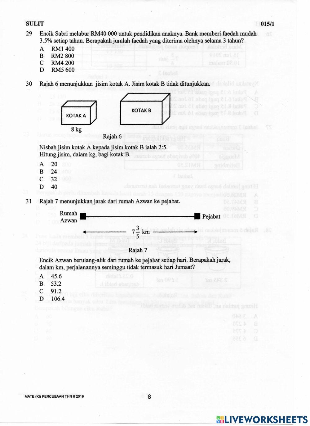 Latih tubi matematik k1