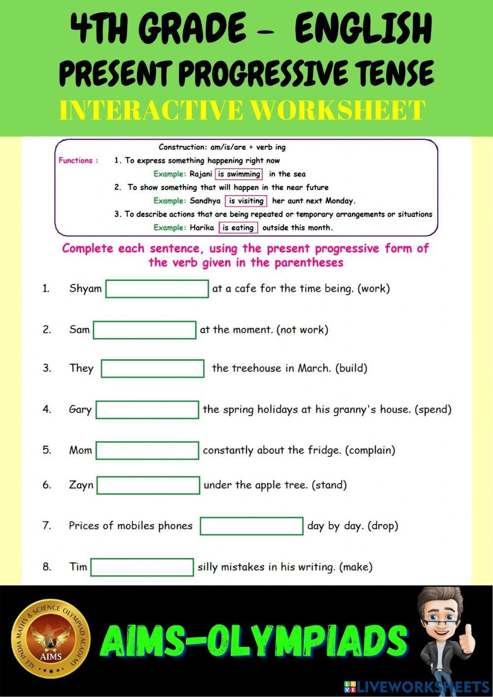 4th-english grammar-present progressive tense