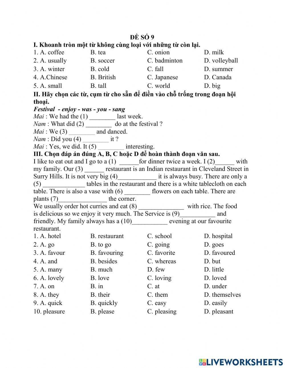 Test 9 (Getting grade 6)