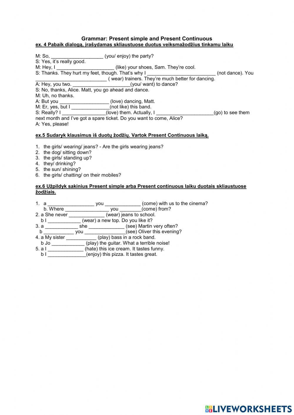 Present sinmple and present continuous