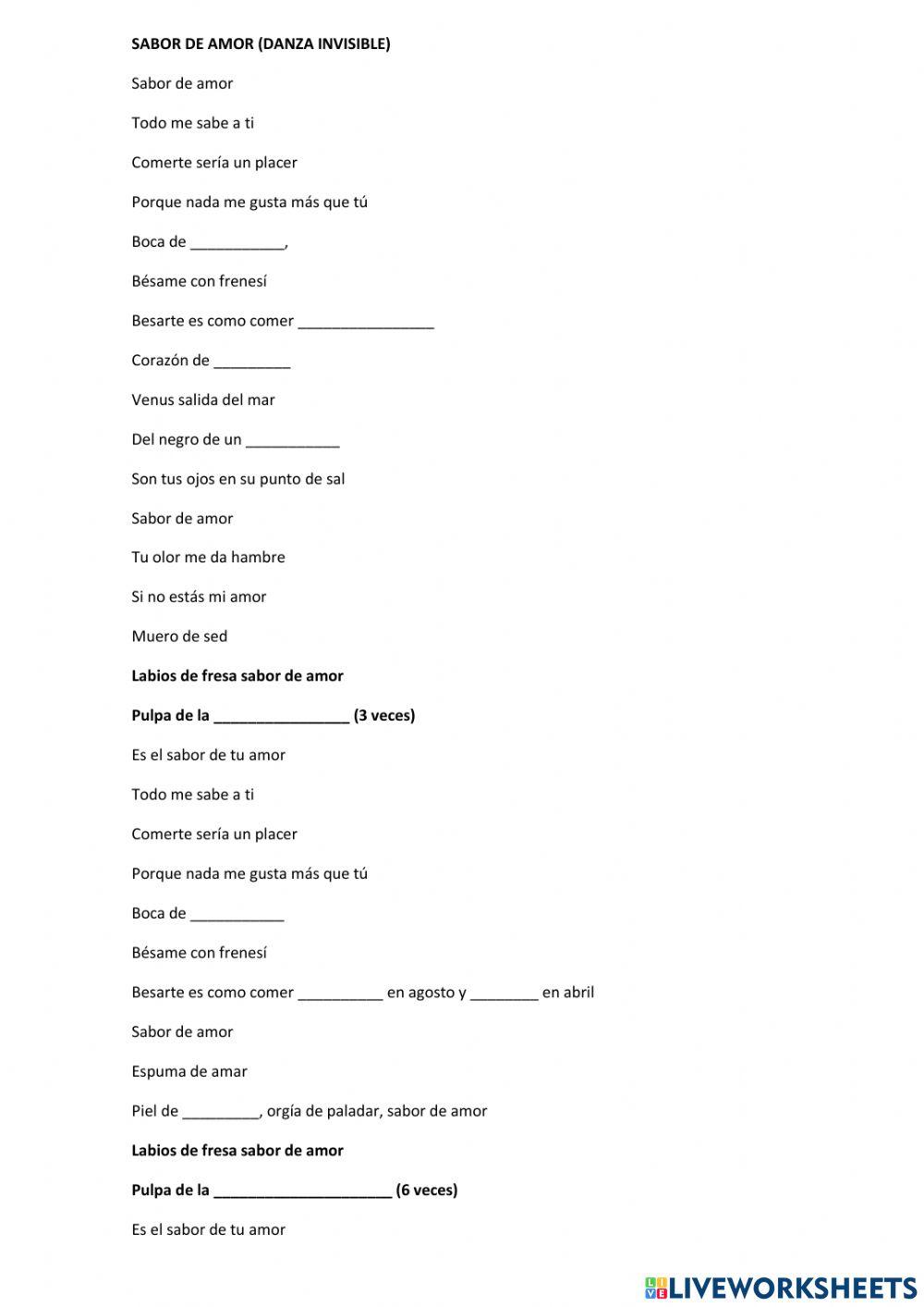 Canción: Sabor de amor