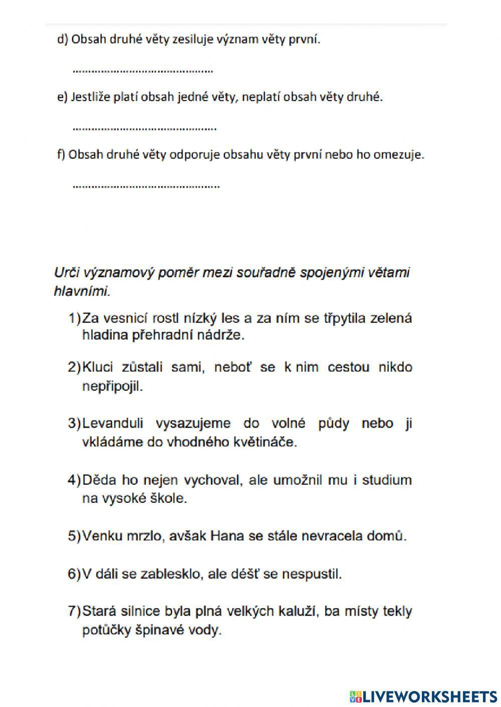 Významové poměry mezi VH