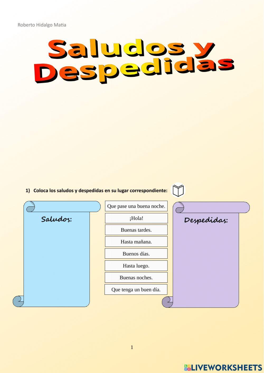 Saludos y despedidas interactive activity for A1 Live Worksheets