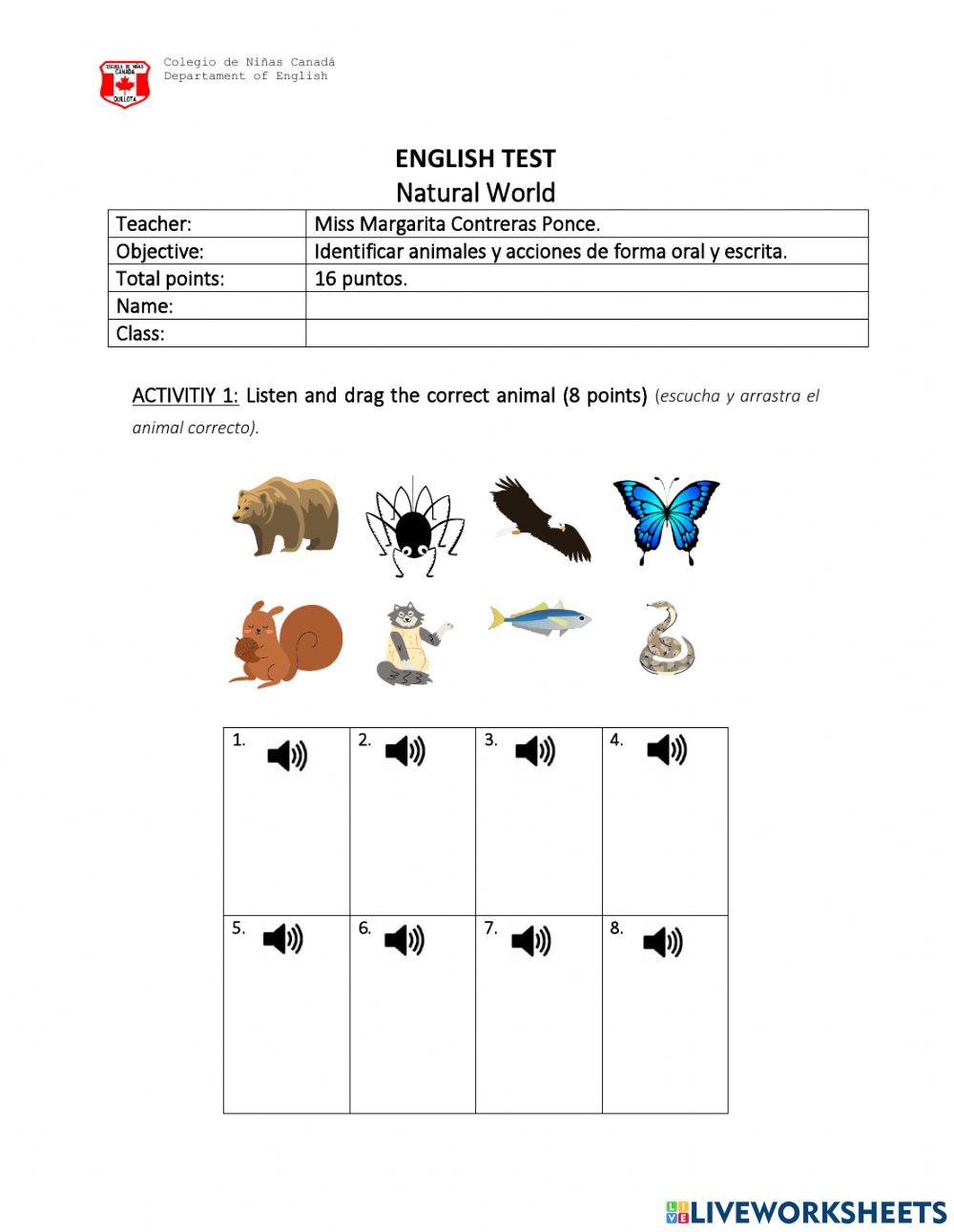 Test unit 2 3rd grade