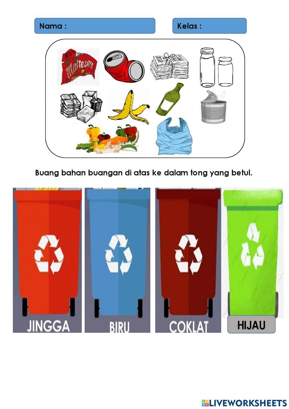 Bahan buangan- ikut warna tong Bahan buangan- ikut warna tong