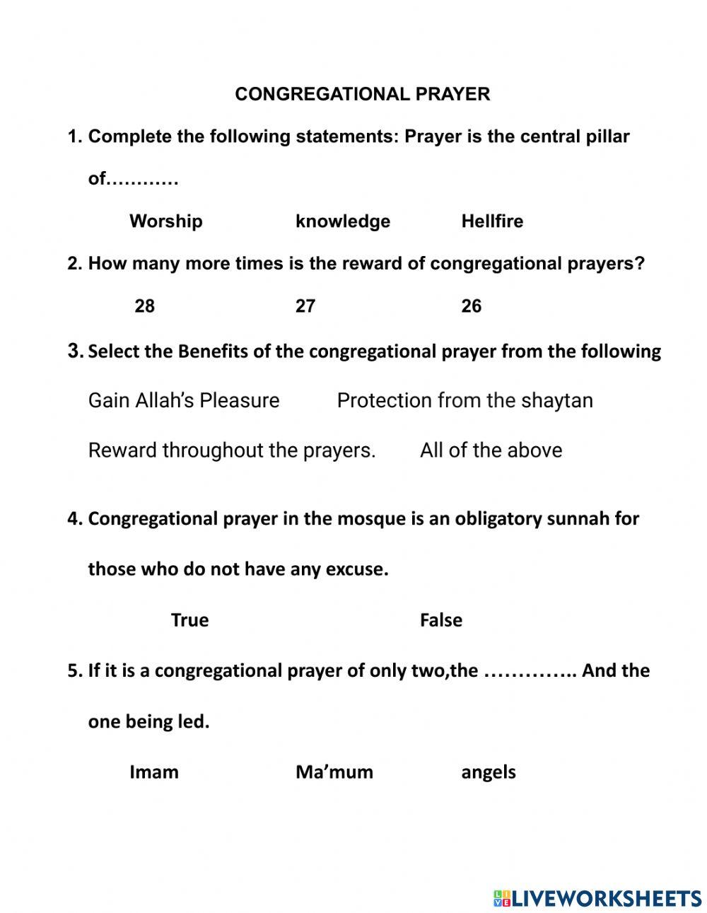 Congregational prayer