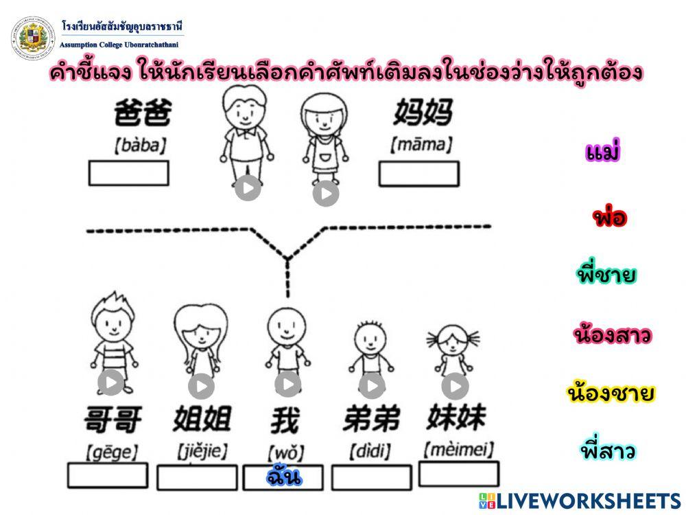 家庭成员(สมาชิกในครอบครัว)