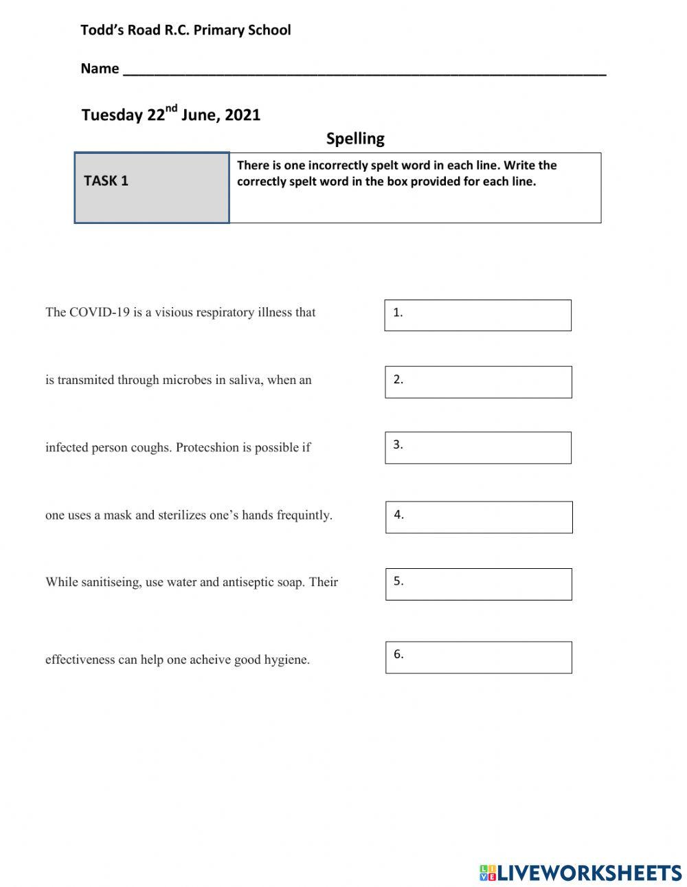 Spelling online exercise for Grade 4 | Live Worksheets