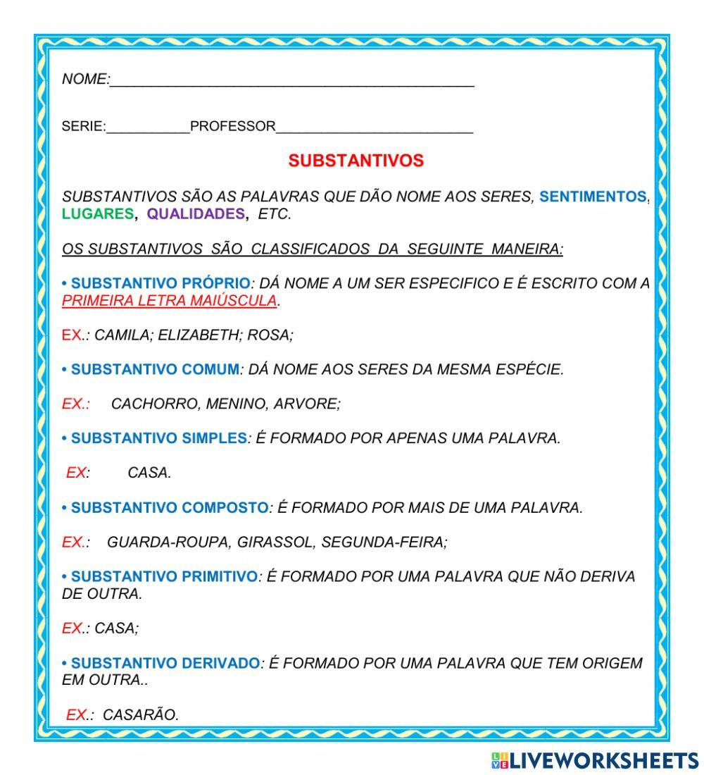 Atividade de Lingua Portuguesa