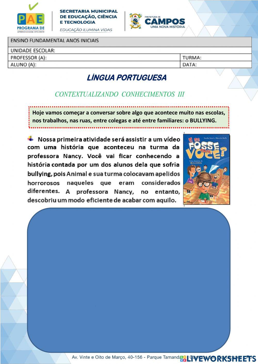 Semana 3 - Língua Portuguesa - EMCAPO - 5º ano