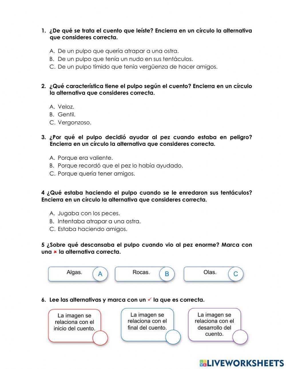 Comprensión Lectura 2° Básico