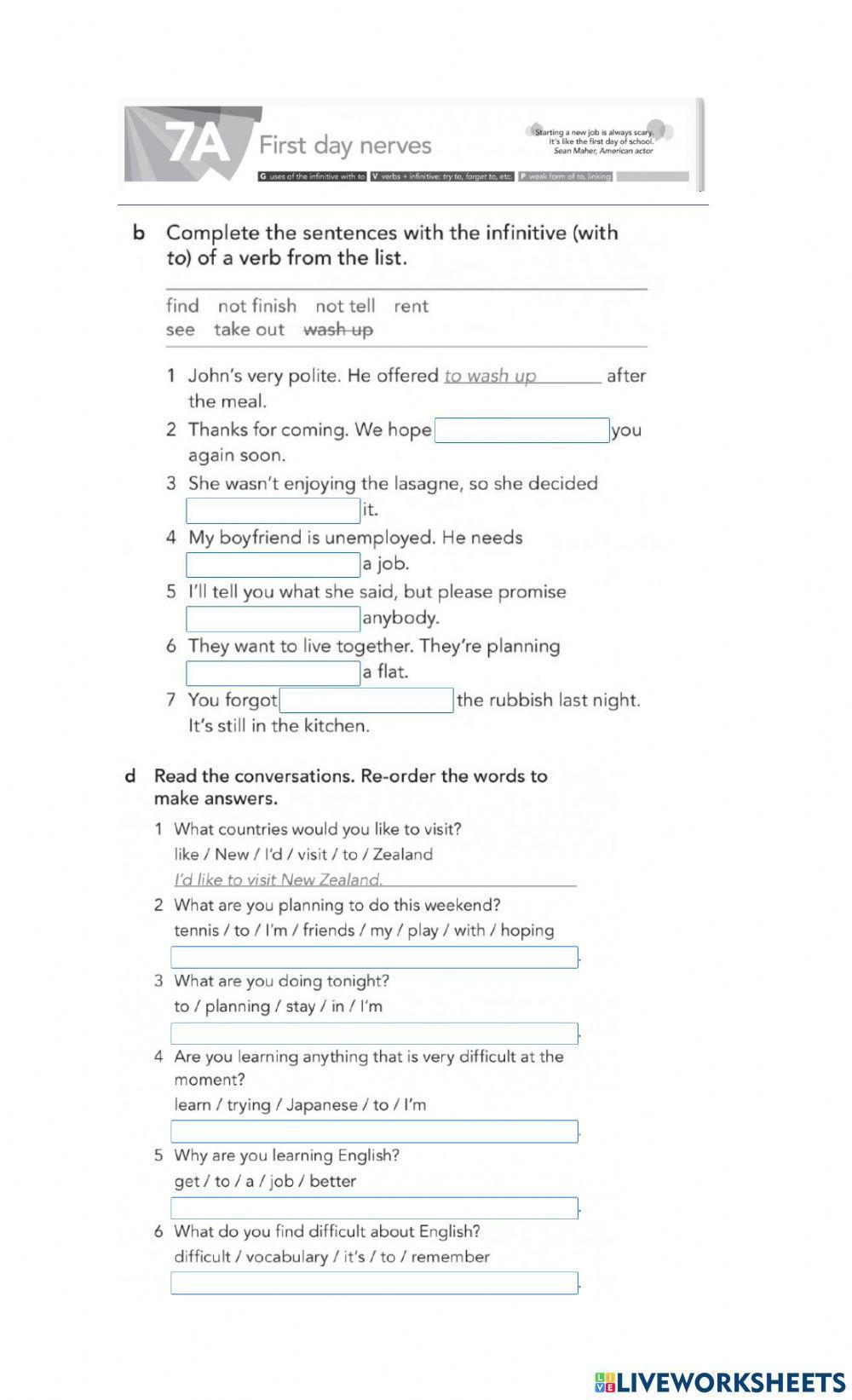 Gerunds and infinitives