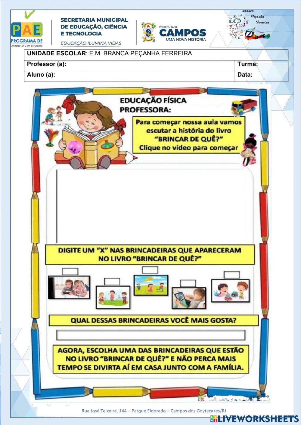 Livro Brincar de que