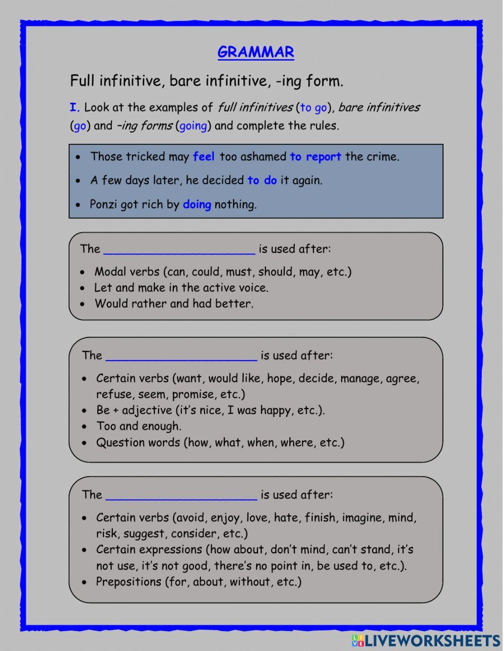 Gerunds and infinitives