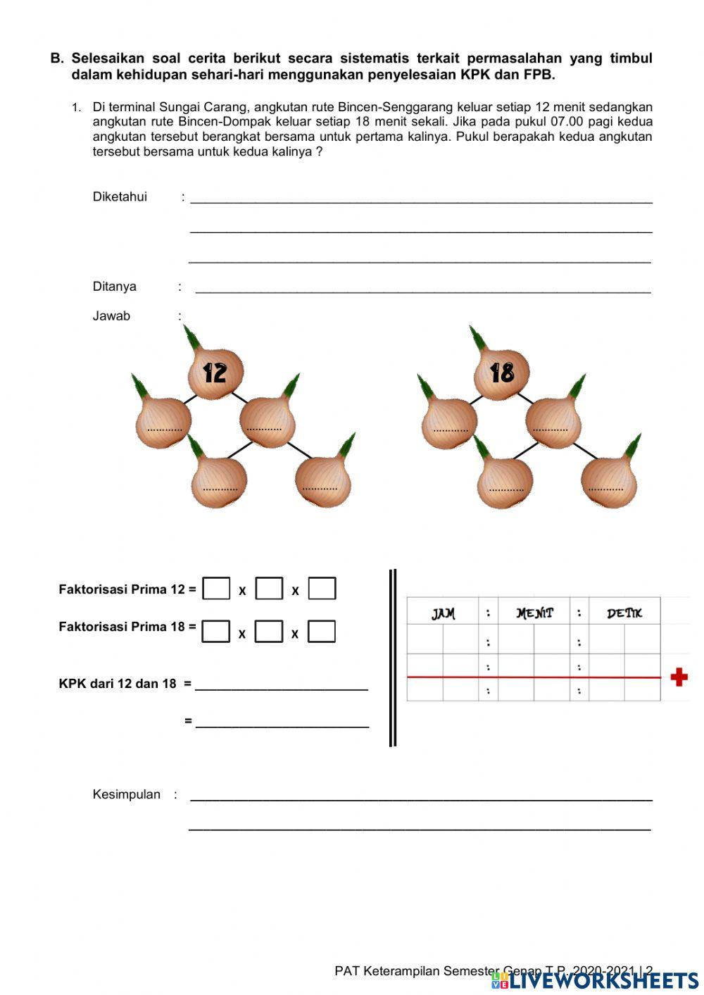 PAT Matematika Keterampilan