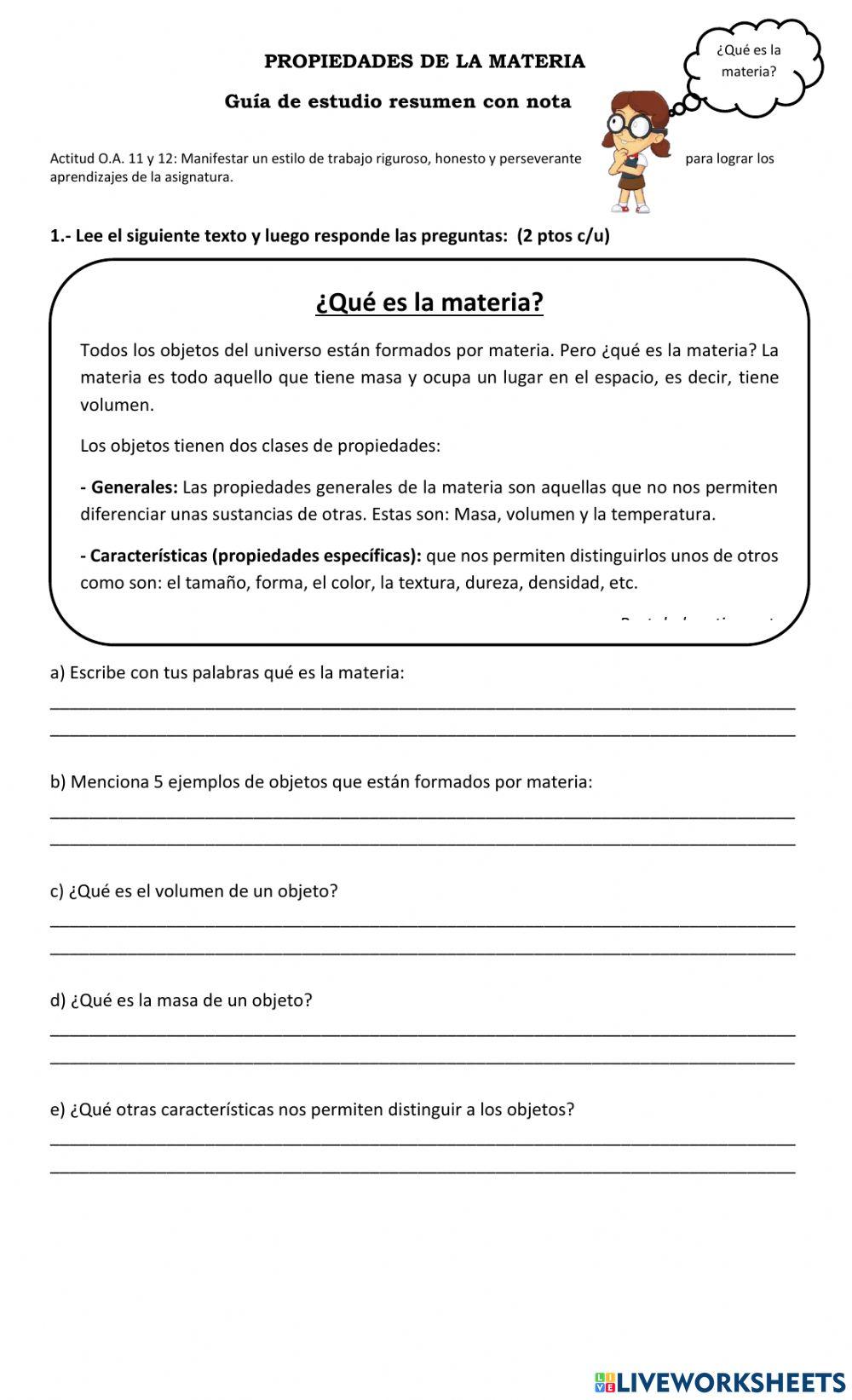 Guia trabajo la materia