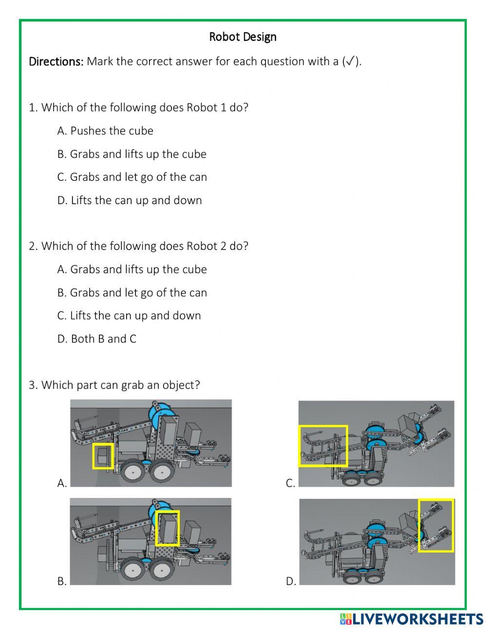 1053809 | Robot Design | emdreyes | LiveWorksheets