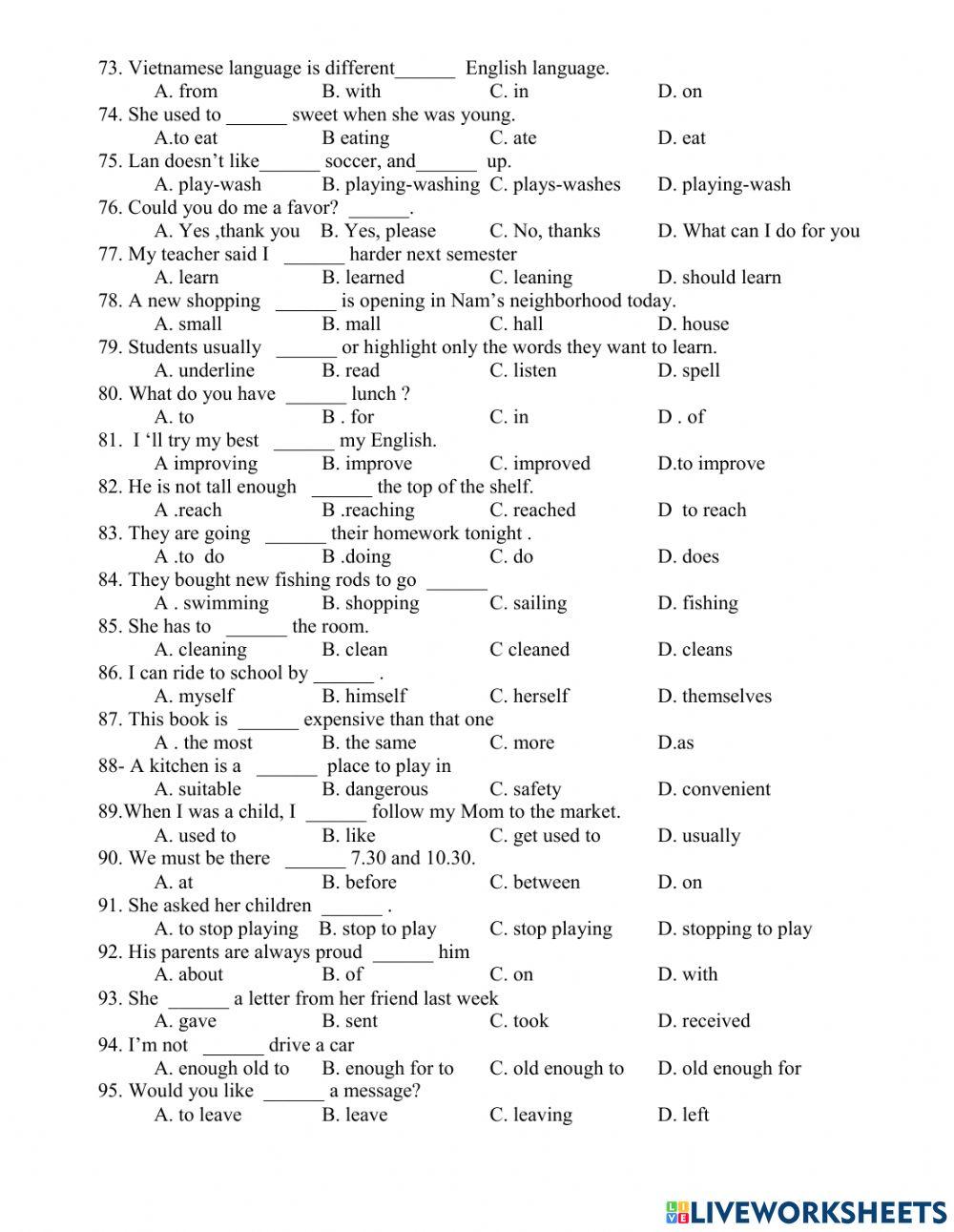 Online grammar and vocab 5.1.2.6