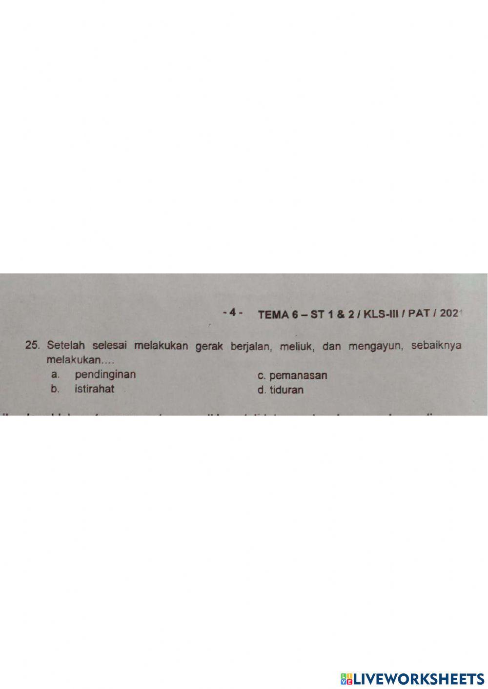 PAT tematik tema 6 subtema 1&2