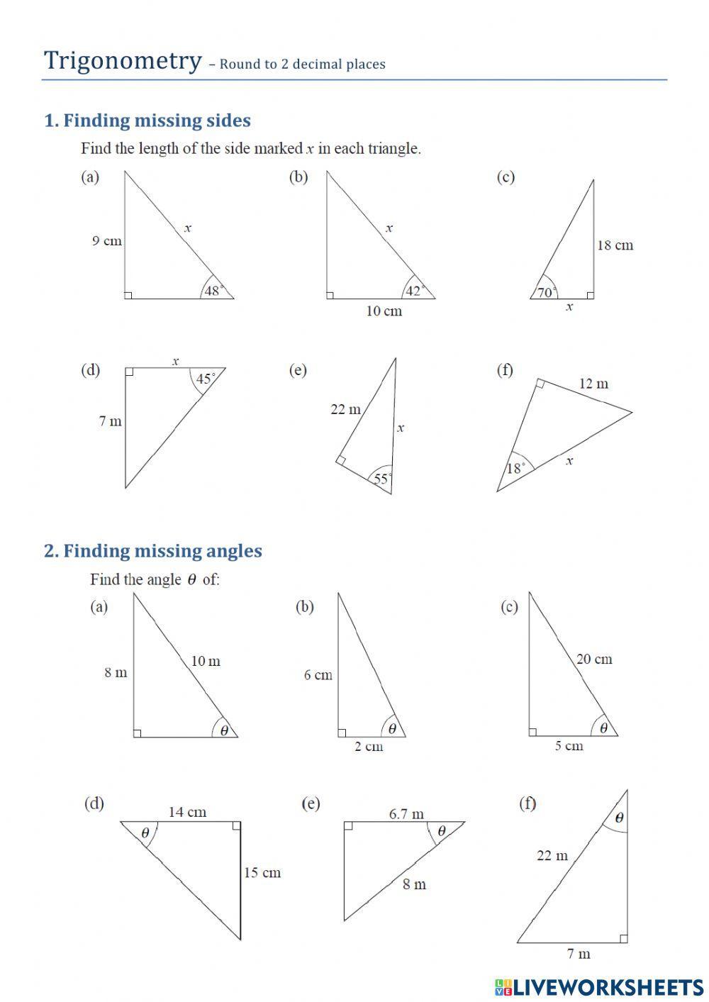 Trigonometry - Finding Sides and Angles