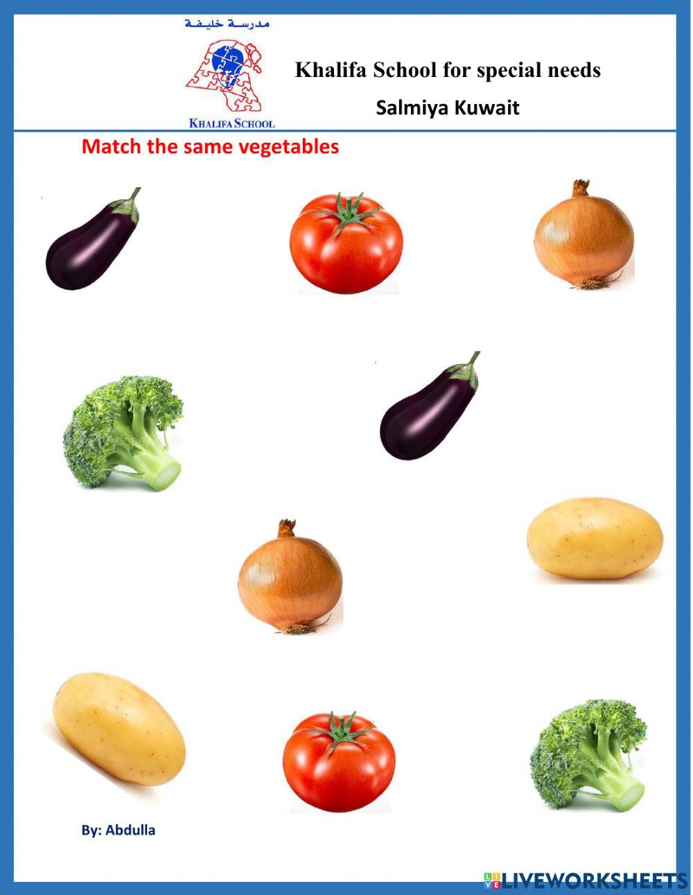 Match the same vegetables