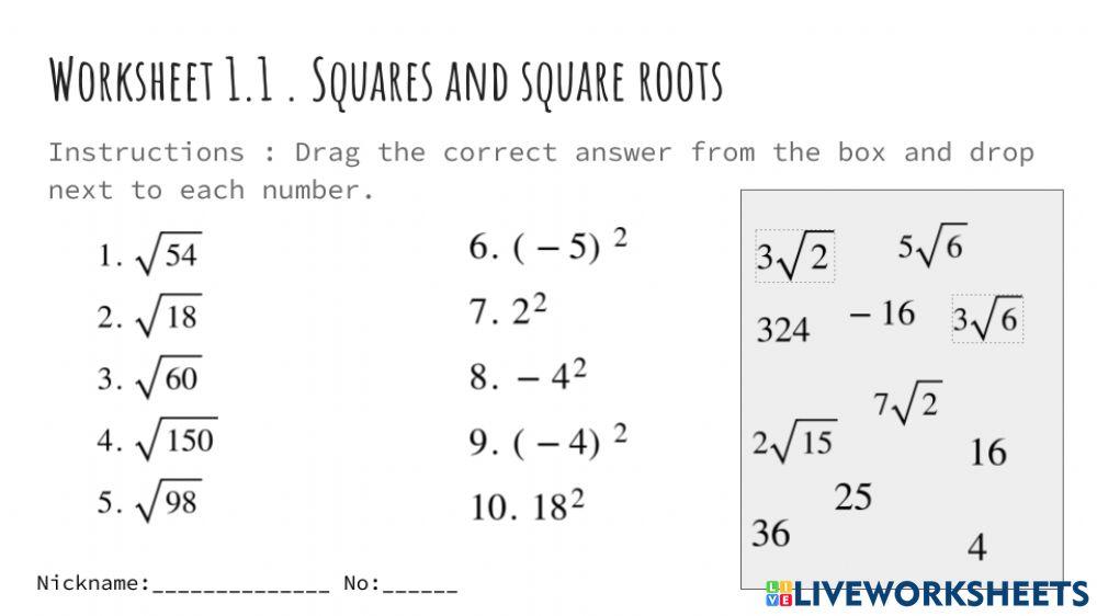 Squares and square root