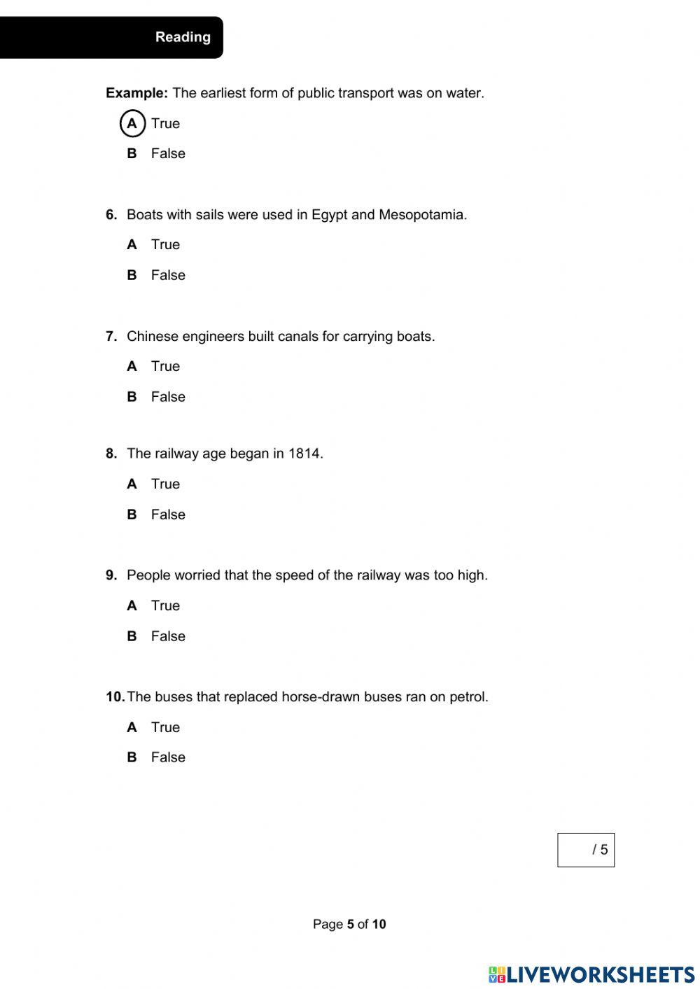 Reading and writing exam practice