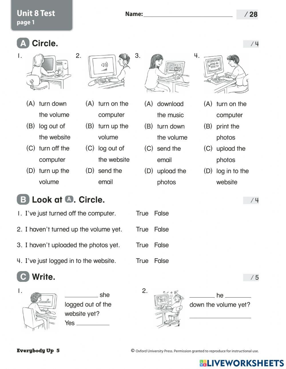 Everybody Up 5 Unit 8 Worksheet Worksheet | Live Worksheets