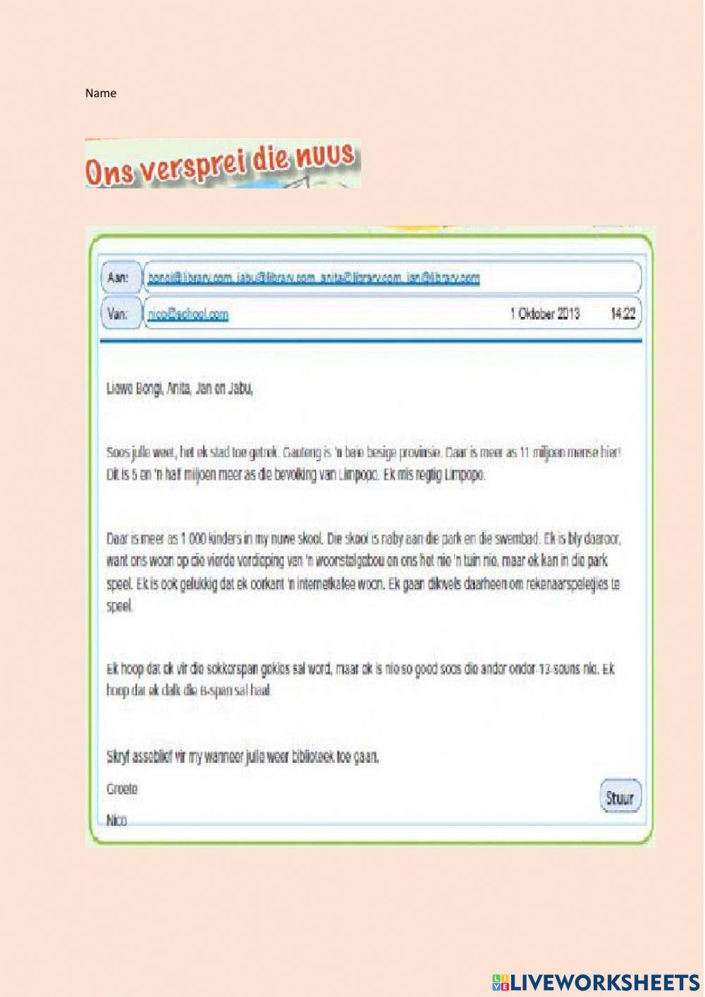 Ons versprei die nuus