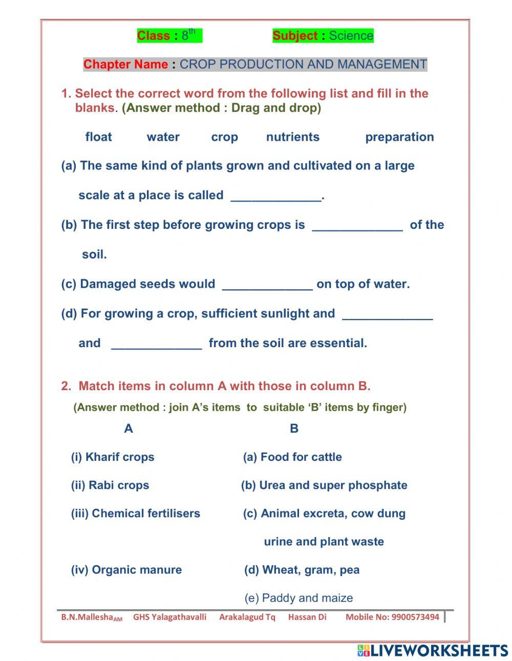 8th science chapter 1 worksheet online exercise for live worksheets