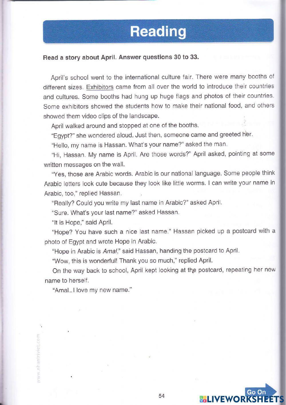 TOEFL Primary - Reading Test 2(continuation)