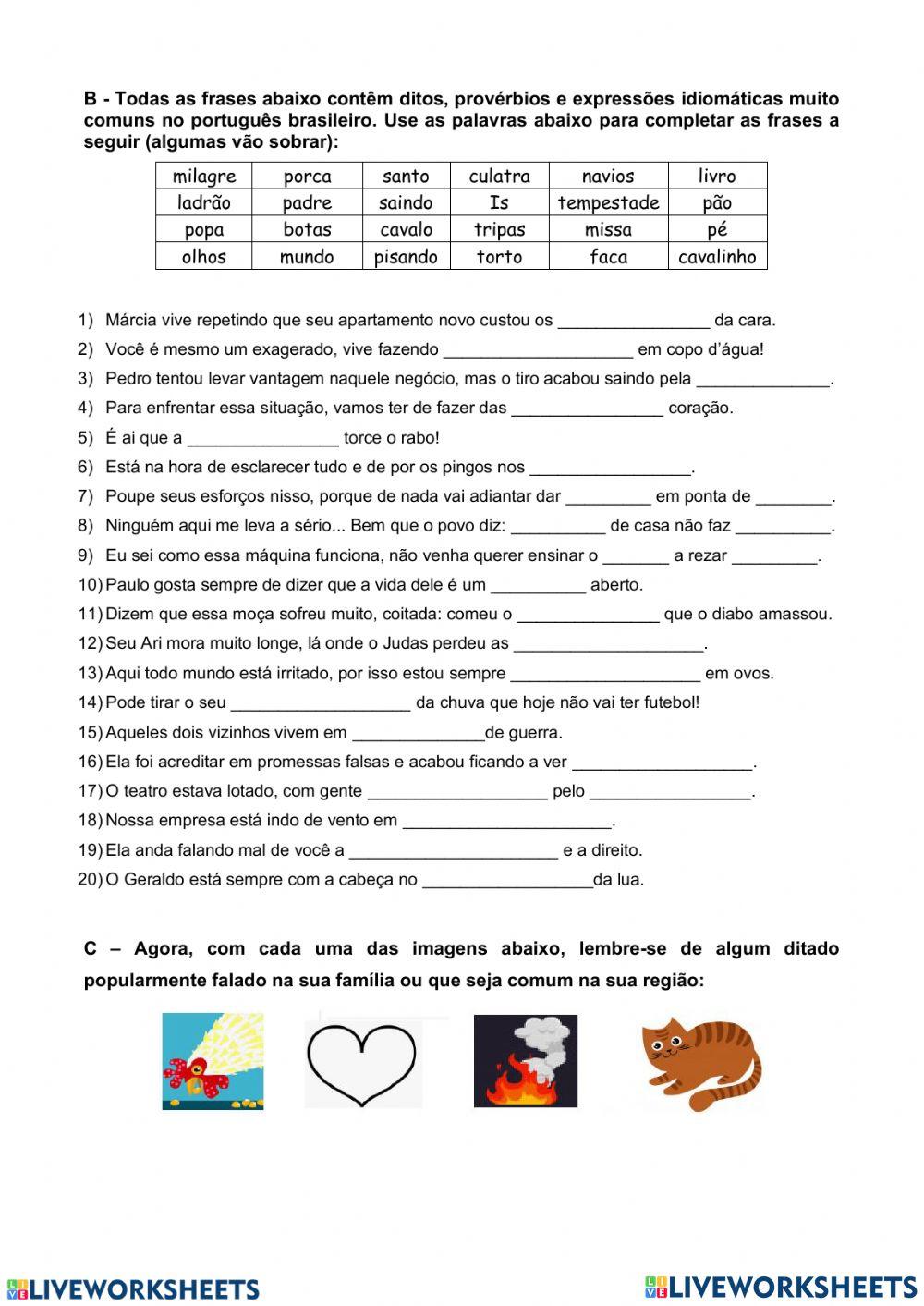 Ditados populares( Correção de folhinha baixada)