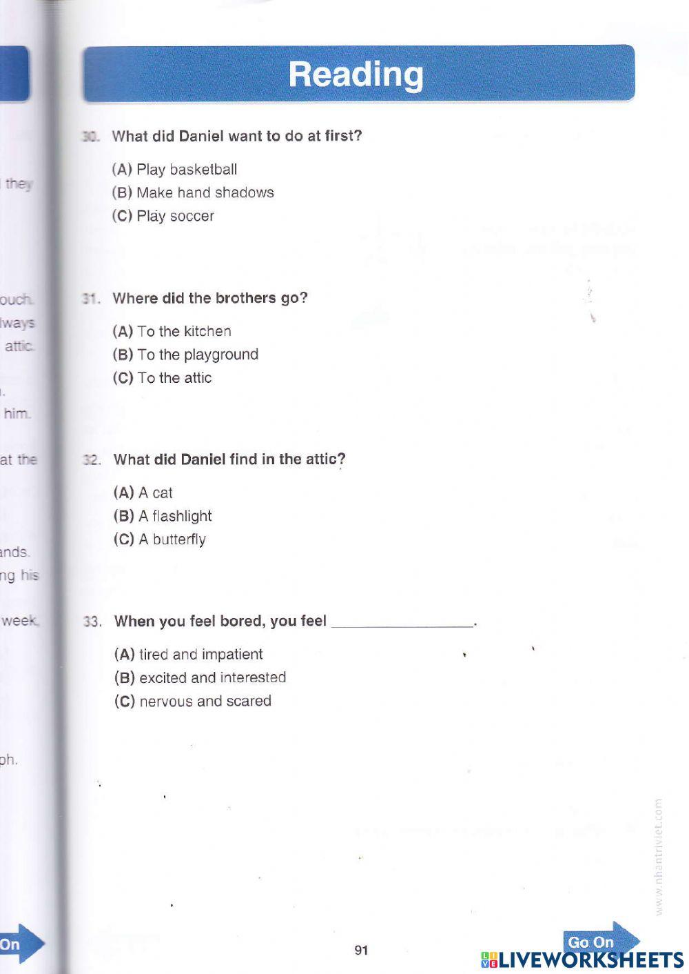TOEFL Primary - Reading Test 3(continuation)