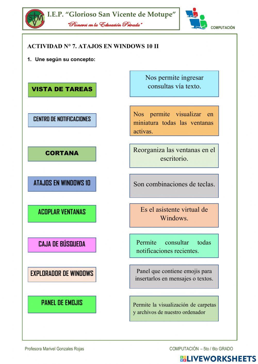 Actividad 8. Atajos de Windows 10 II.
