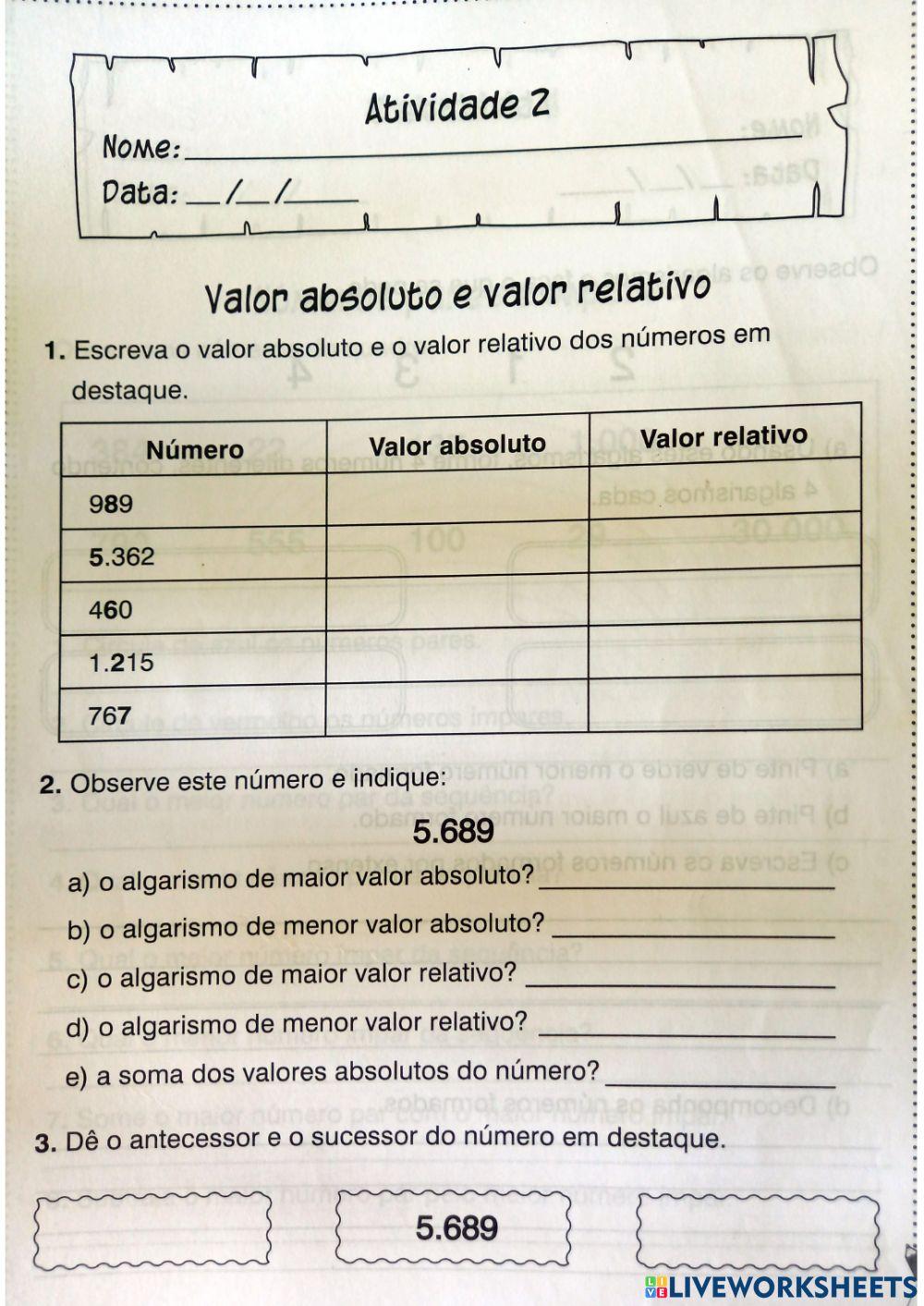 Valor absoluto e relativo