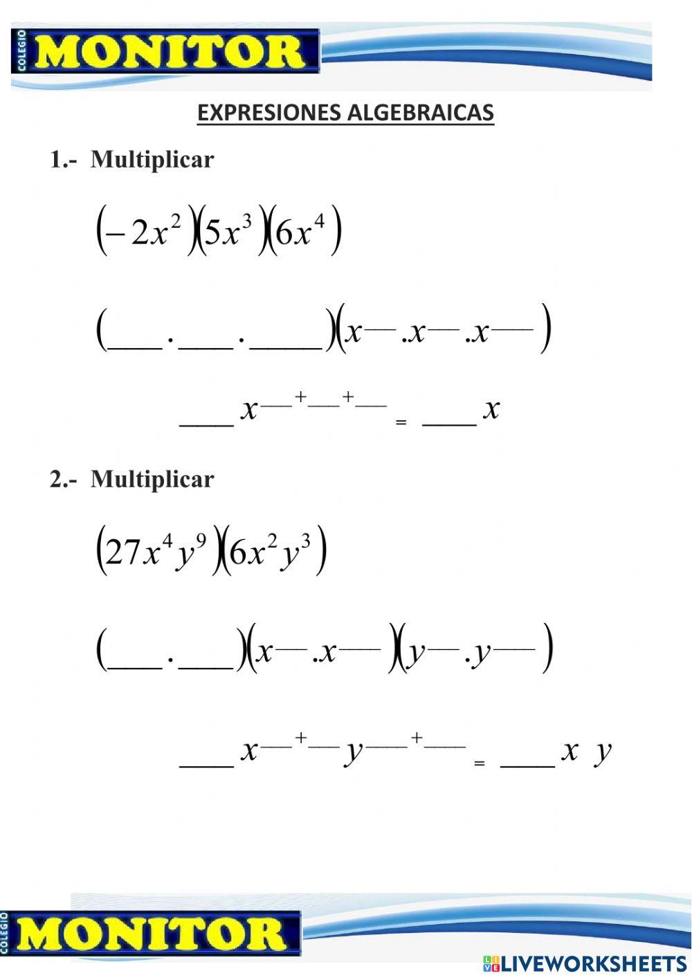 Expresiones algebraicas