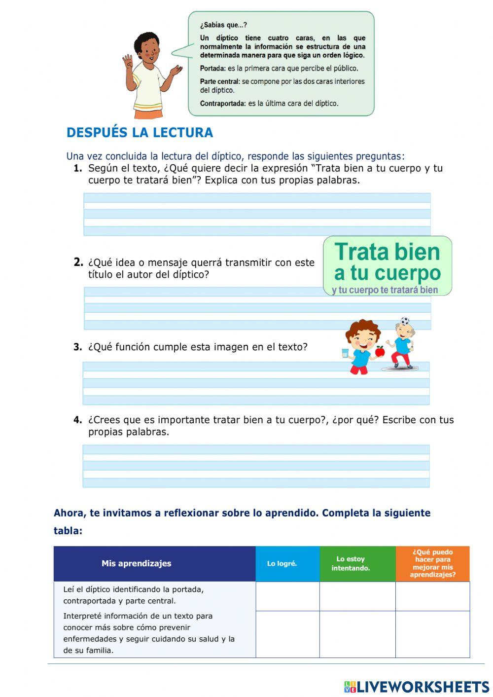 A leer un díptico titulado “Trata bien a tu cuerpo y tu cuerpo te tratará bien”