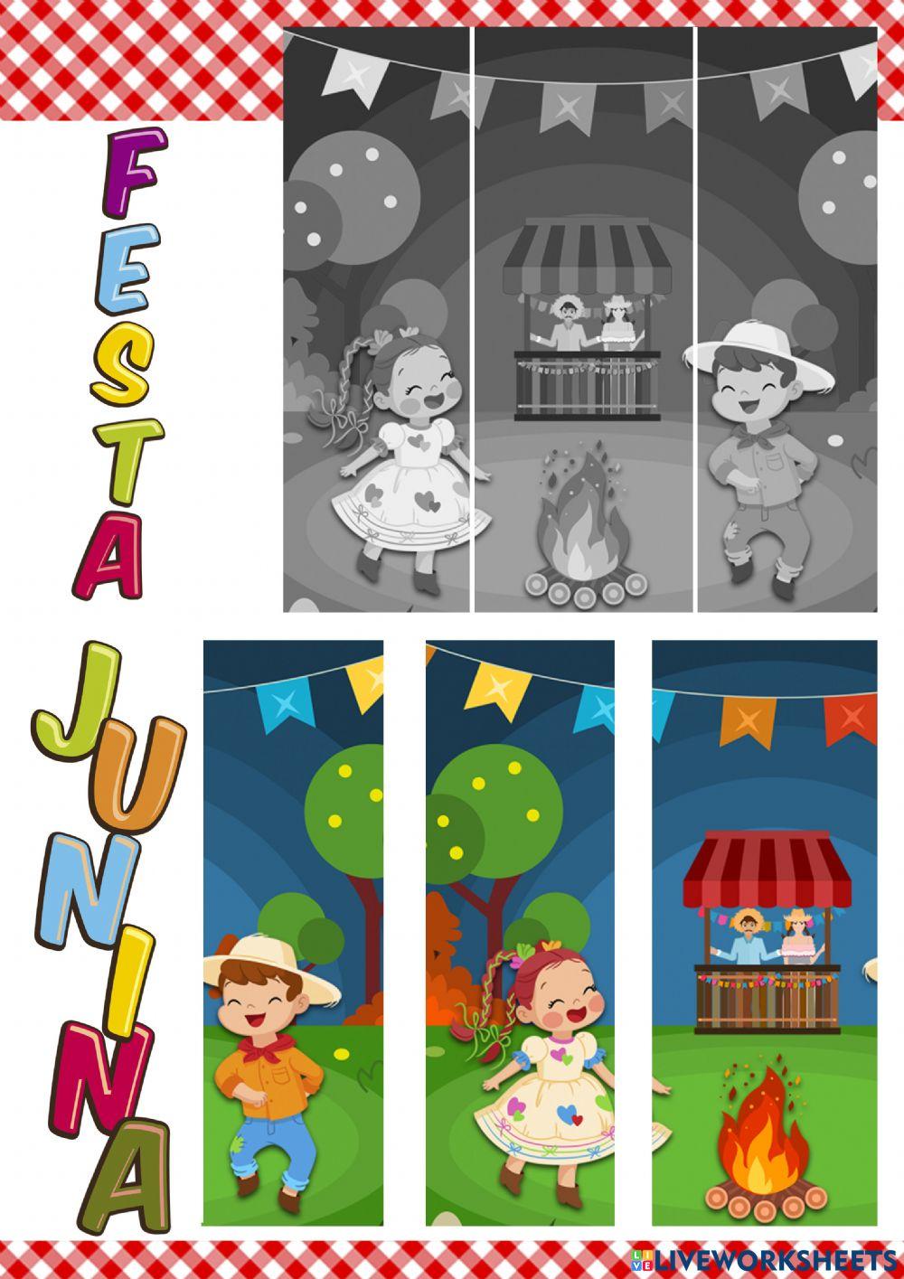 Festa Junina - Monte corretamente a imagem.