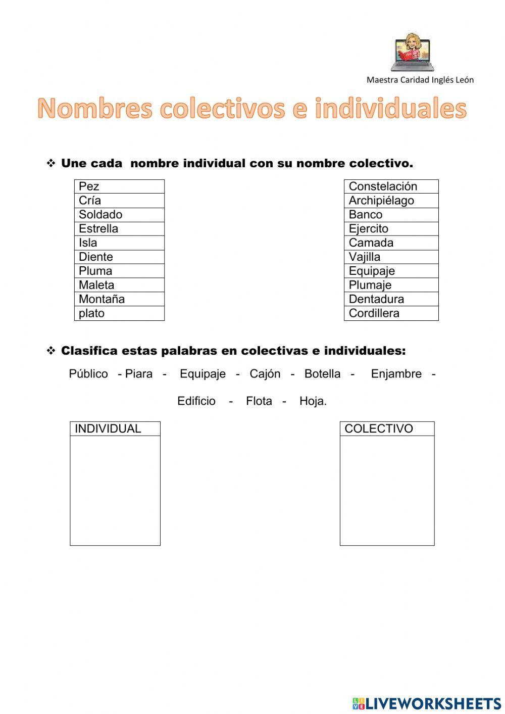 Nombres colectivos e individuales