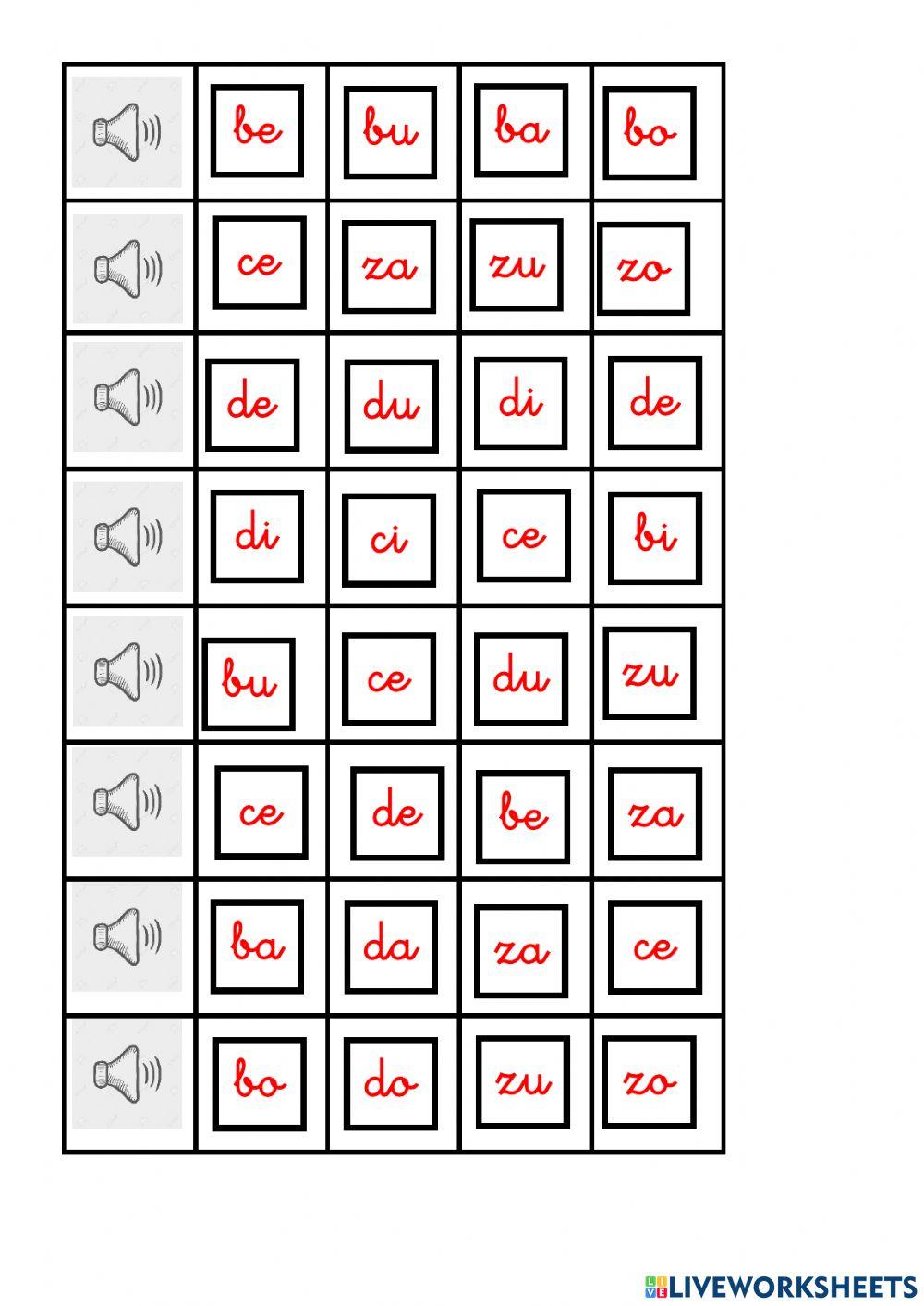 Discriminación auditiva c,b,d