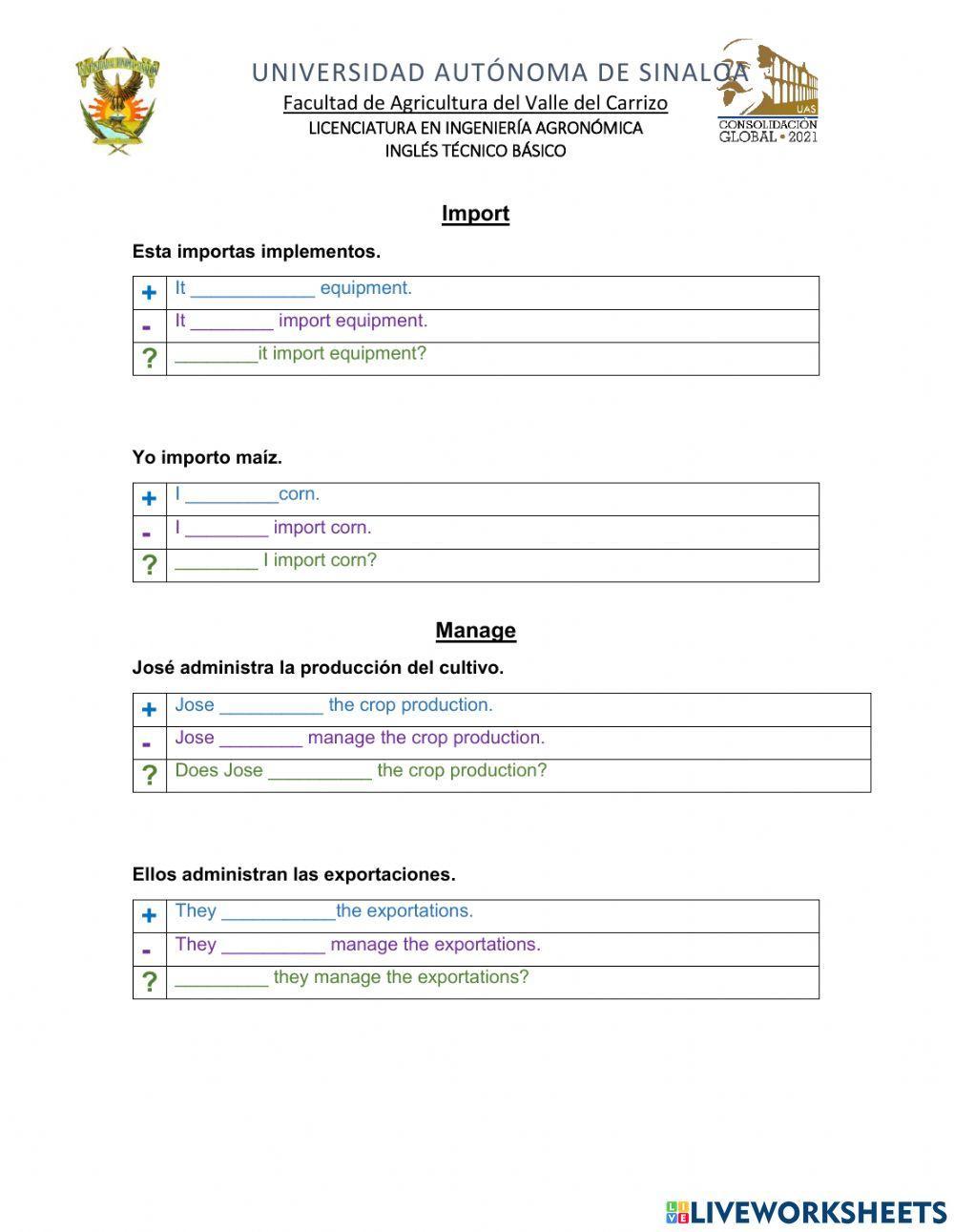 Practica presente simple