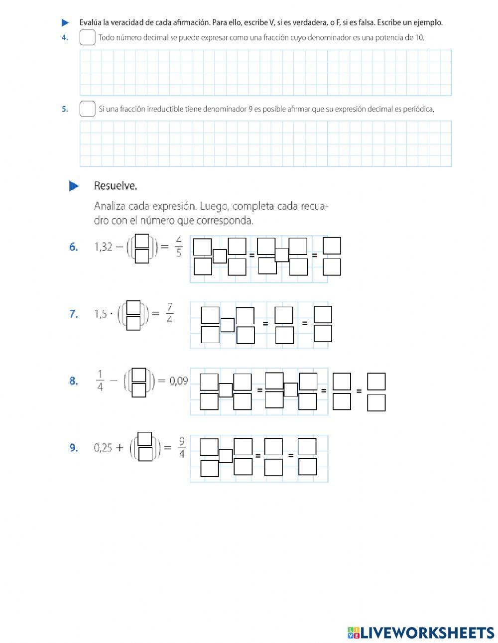 Fracciones y decimales
