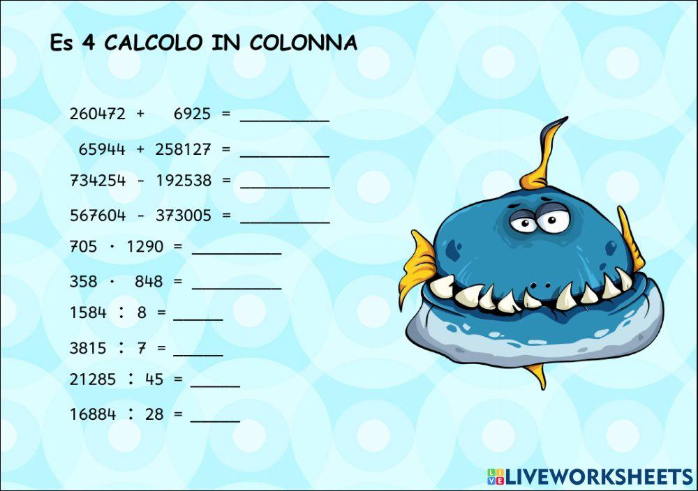 Calcolo in colonna 7