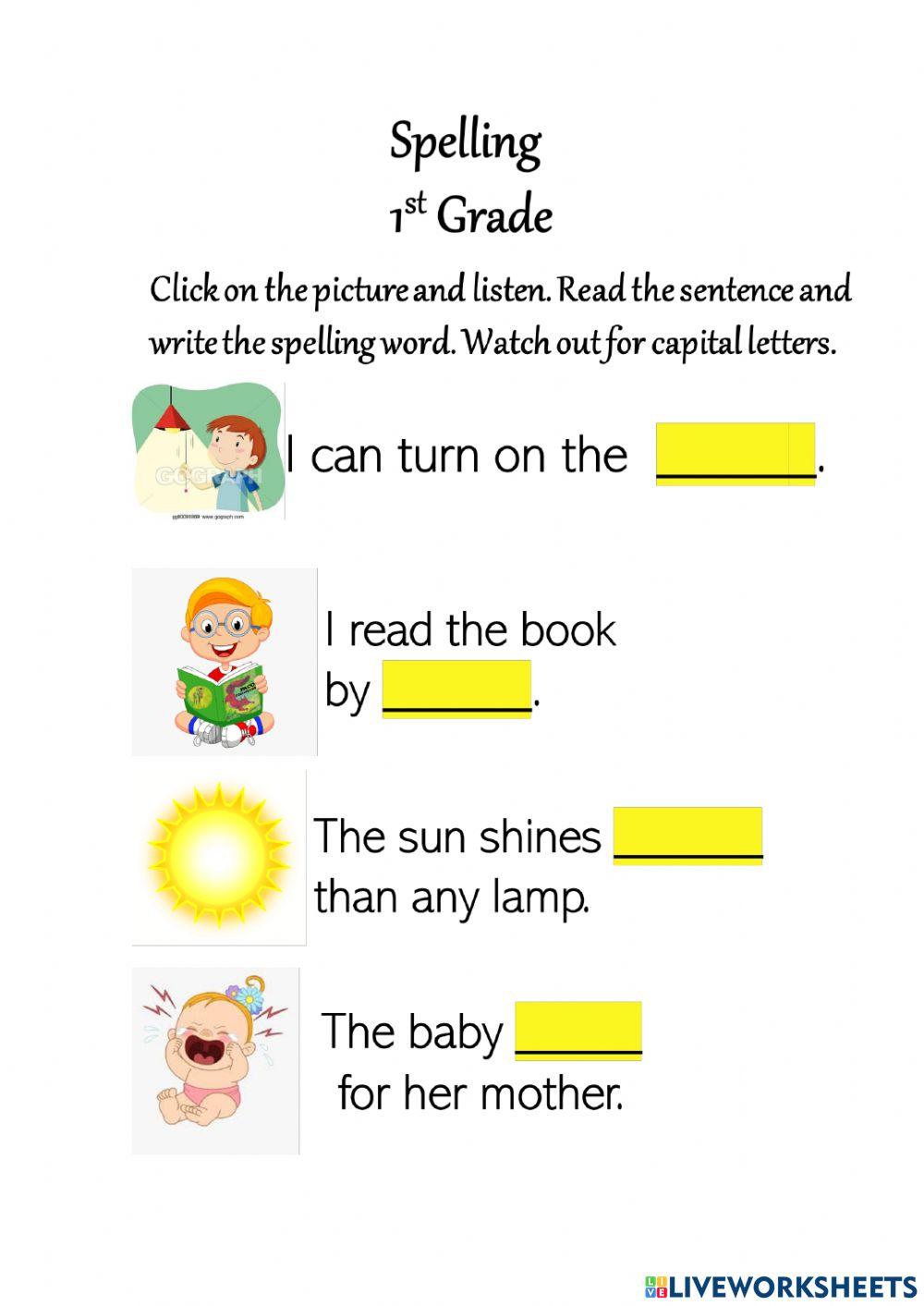 Spelling words with y, ie and igh
