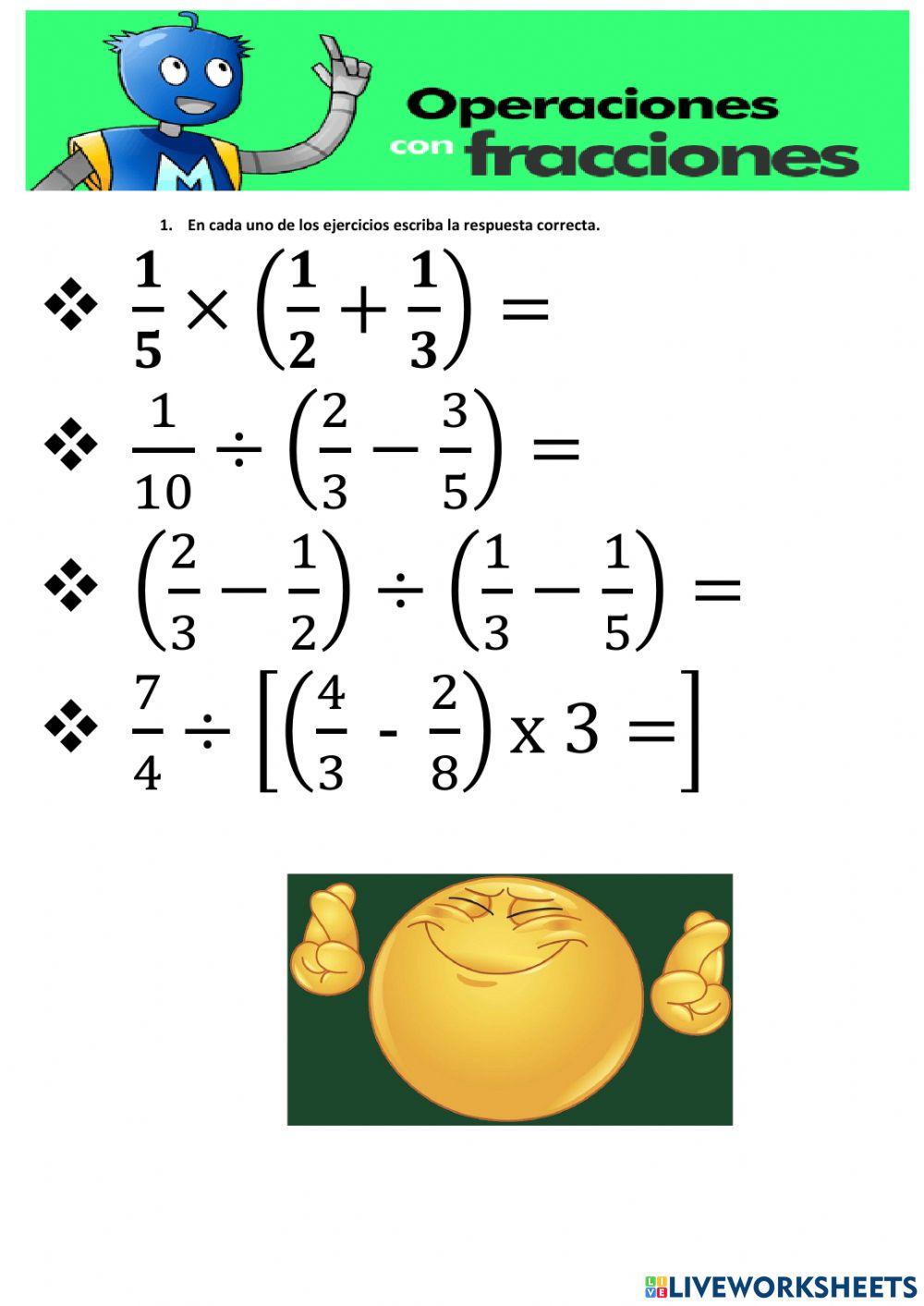 Fracciones comb… | Free Interactive Worksheets | 3061602