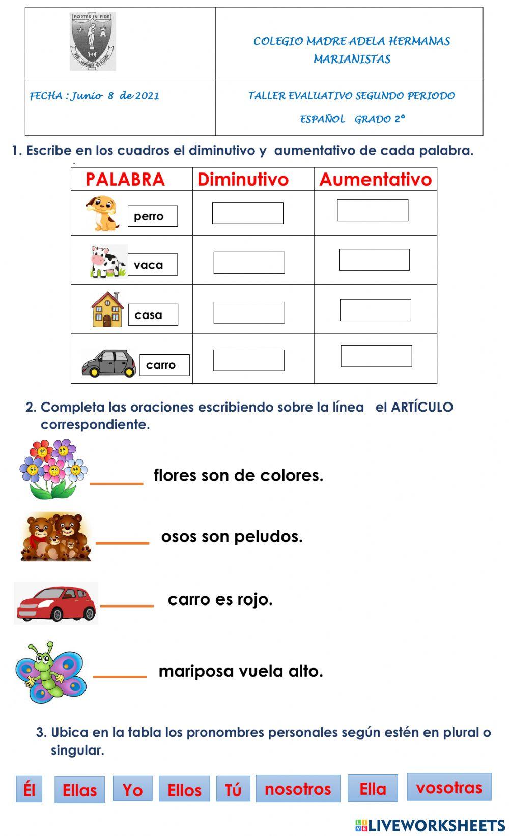 Taller español worksheet | Live Worksheets taller-espa-ol-worksheet-live-worksheets