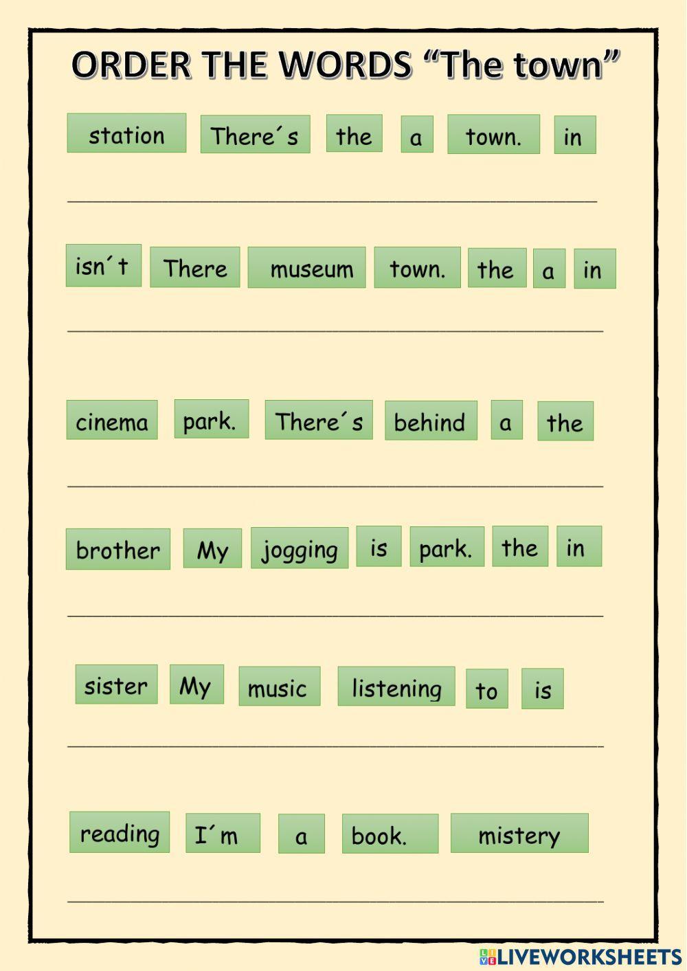 ORDER THE WORDS. The town