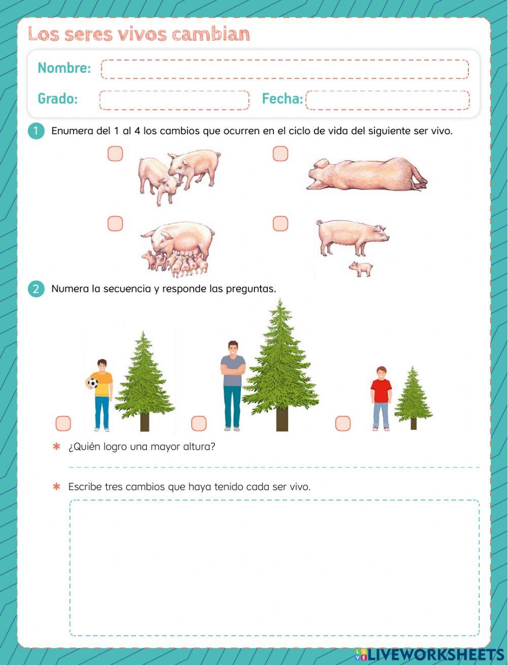 Cambios de los animales y las plantas